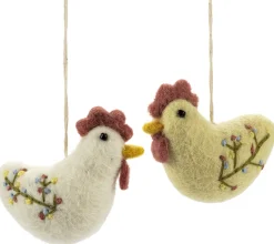 Anhänger Filz-Hahn bestickt