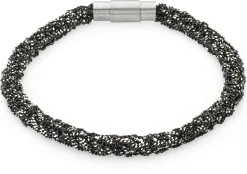 Armband gestrickt, Silber oxidiert