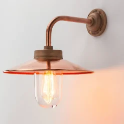 Außenwandleuchte Bronzeguss und Kupfer rechtwinklig