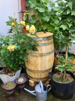 Balkon-Regenfass Kastanienholz