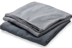 Baumwolldecke blaugrau-weiß