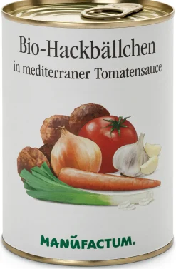 Bio-Hackbällchen in mediterraner Tomatensauce