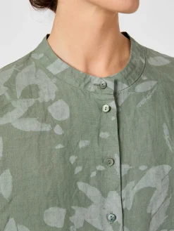 Damenbluse Hanf gemustert