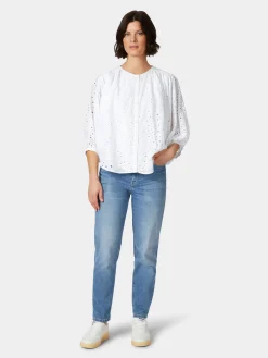 Damenbluse Lochstickerei