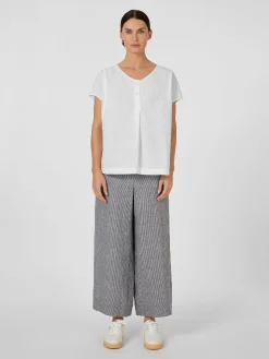 Damen-Kurzarmbluse Seersucker