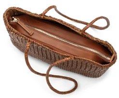 Damen-Ledershopper geflochten, Braun