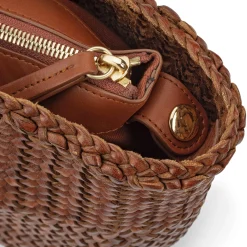 Damen-Ledershopper geflochten, Braun