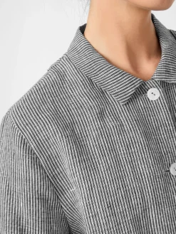 Damen-Leinenjacke gestreift