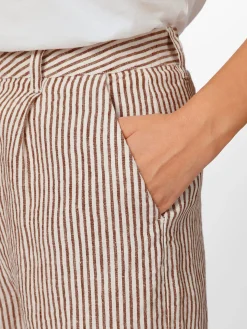 Damen-Leinenshorts gestreift