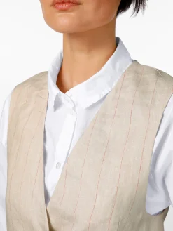 Damen-Leinenweste Streifen