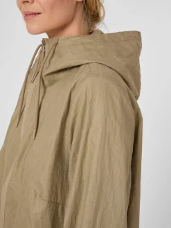 Damenmantel Leinen mit Kapuze