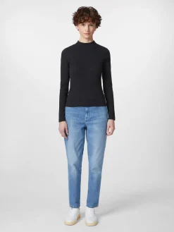 Damen-Rippenshirt Langarm