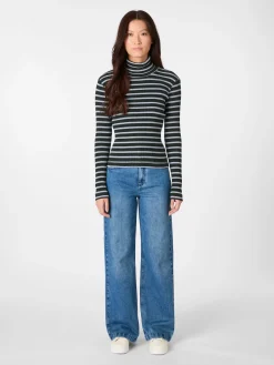 Damen-Rollkragenshirt gestreift