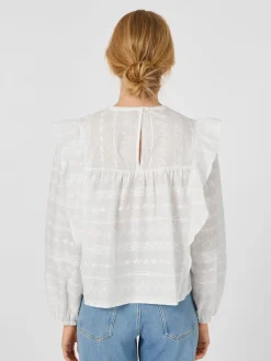 Damen-Stickereibluse mit Volants