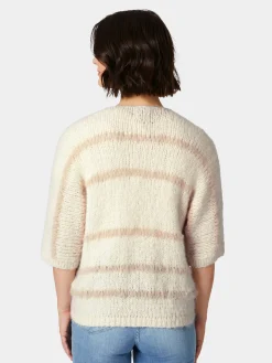 Damen-Strickjacke Halbarm gestreift