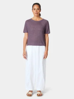 Damen-Strickshirt Halbarm Leinen