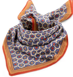 Halstuch N° 715 Floral, Braun-Blau-Rot