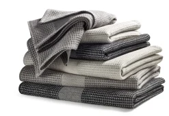 Handtuch Waffelpiqué Halbleinen Schwarz