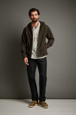 Herren-Kapuzenjacke Bockvelours