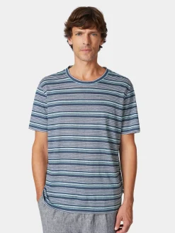 Herren-Leinen-T-Shirt gestreift