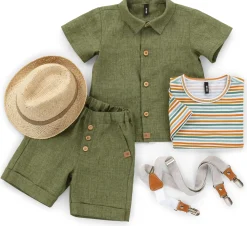 Kinder-Hemd Kurzarm Leinen