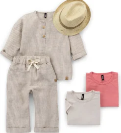 Kinder-Langarmshirt Leinen gestreift