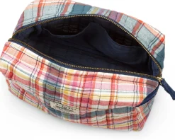 Kulturbeutel N° 43 kariert, rot-blau