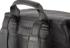 Laptop-Lederrucksack, schwarz