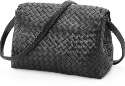 Lederhandtasche geflochten, schwarz