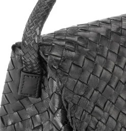 Lederhandtasche geflochten, schwarz