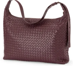 Lederhandtasche geflochten, weinrot