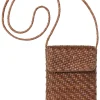 Leder-Handytasche geflochten, Braun