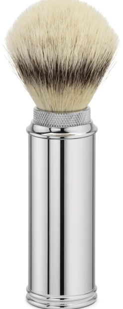 Reiserasierpinsel Messing vernickelt