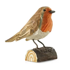 Rotkehlchen Lindenholz handgeschnitzt