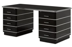 Schreibtisch Stahlblech Chromleiste