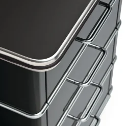 Schreibtisch Stahlblech Chromleiste