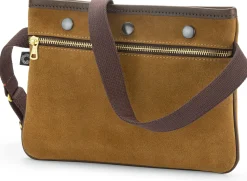 Schultertasche Veloursleder, Braun