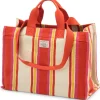 Shopper N°46 gestreift, rot-creme