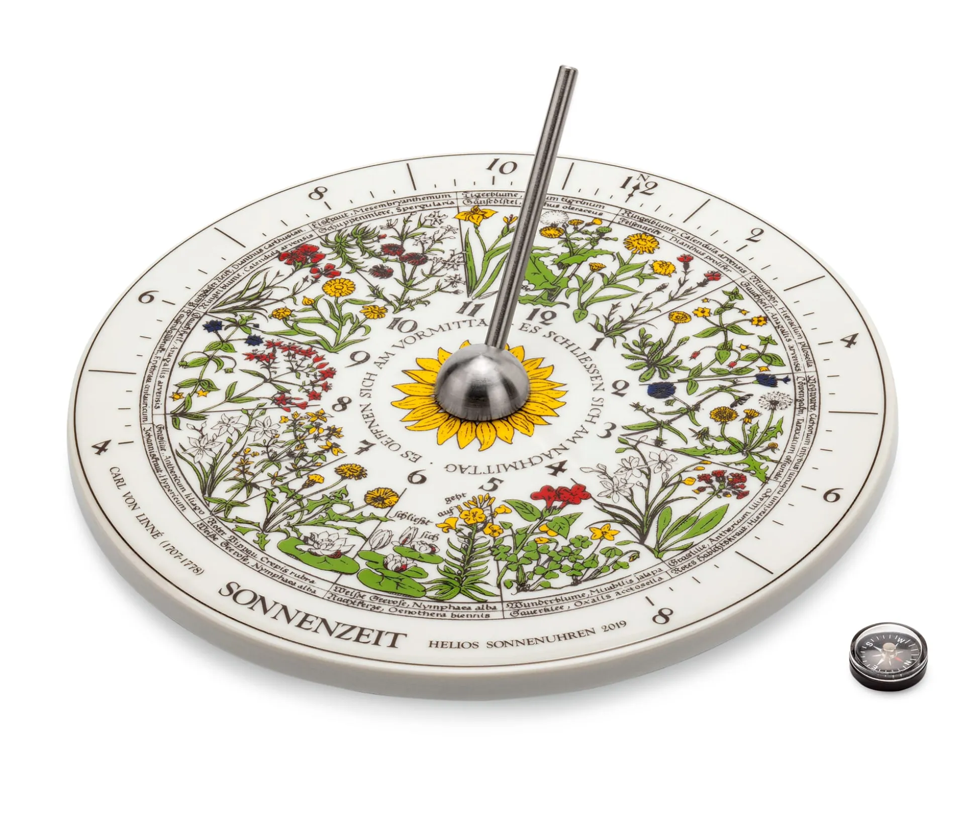 Sonnenuhr mit Blumenuhr Porzellan