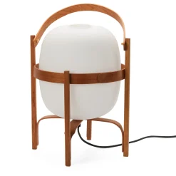 Tisch- und Bodenleuchte Kirschholz und Glas