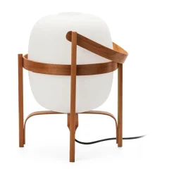 Tisch- und Bodenleuchte Kirschholz und Glas