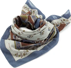 Unisex-Halstuch floral N° 796, Blau-Braun