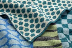 Unisex-Strickschal gemustert, Blau-Grün