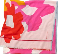 Unisextuch N° 826 floral, Rot-Rosa