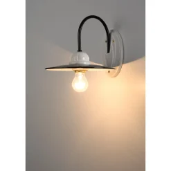 Wandleuchte Emaille und Keramik